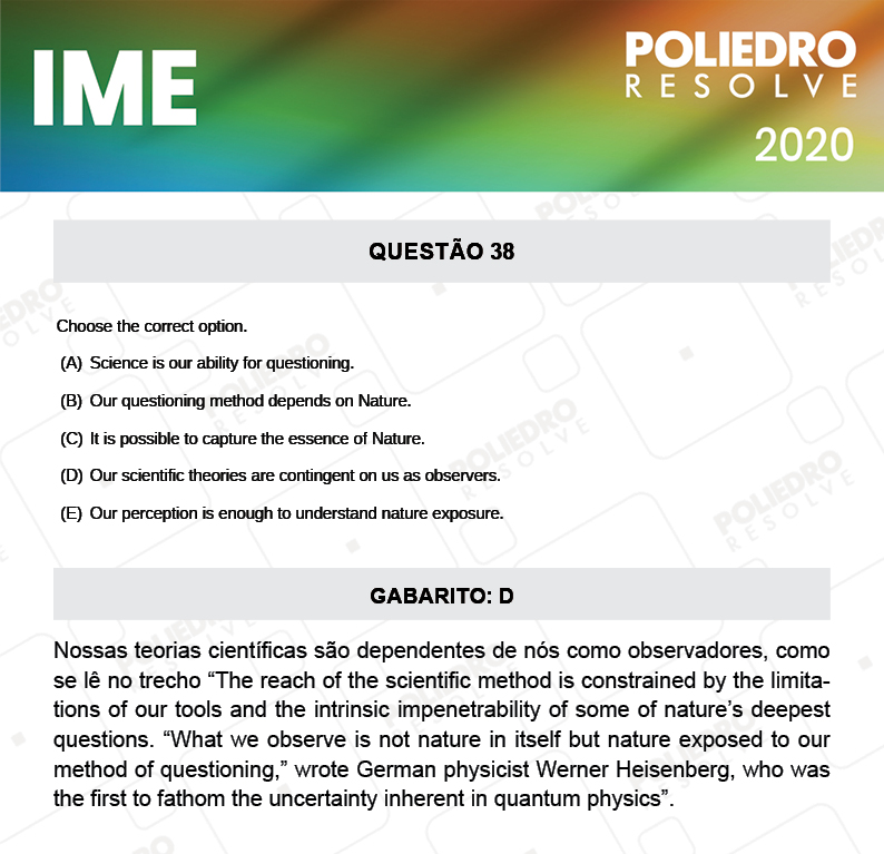 Questão 38 - 2ª Fase - Português/Inglês - IME 2020