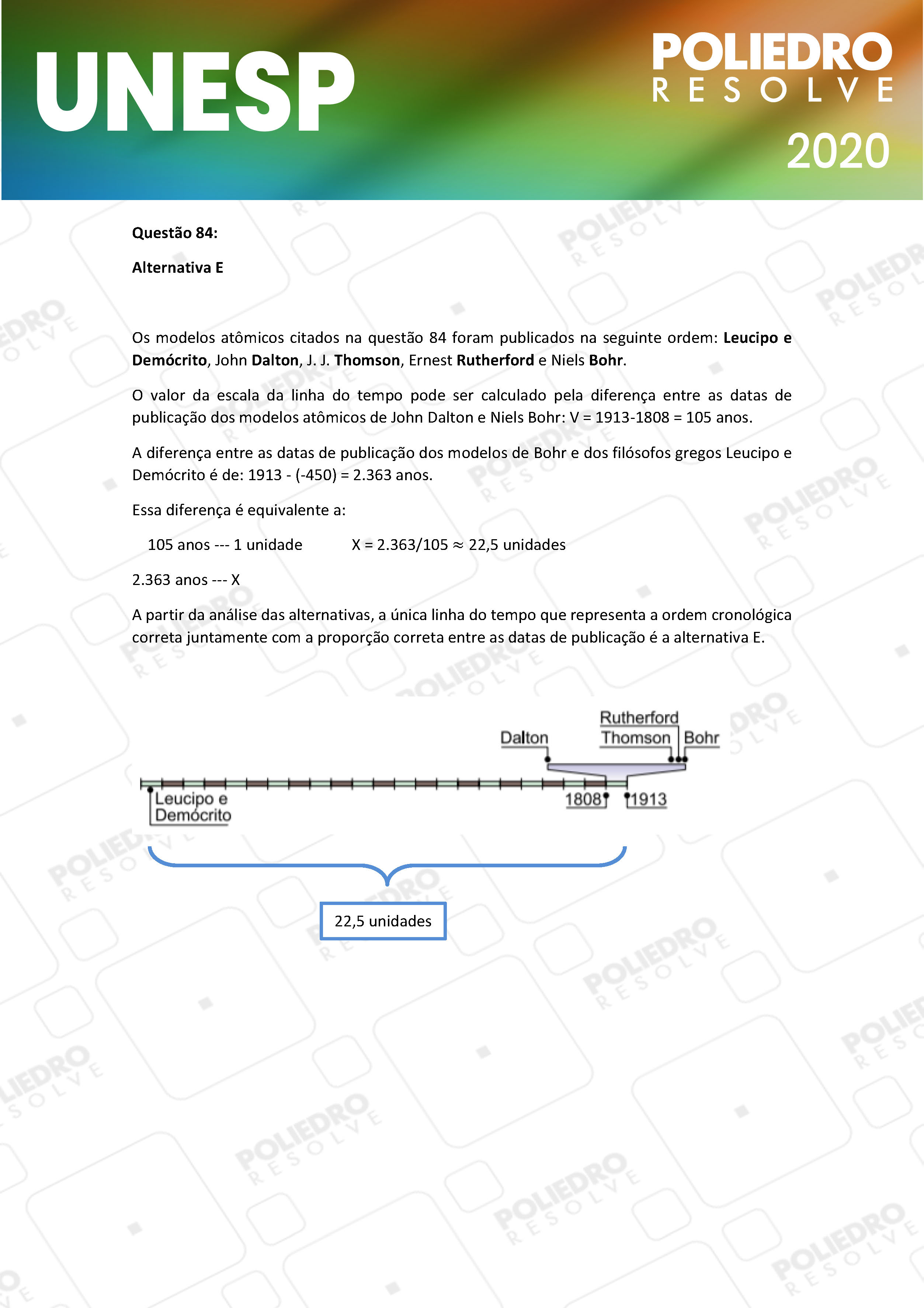 Questão 84 - 1ª Fase - UNESP 2020