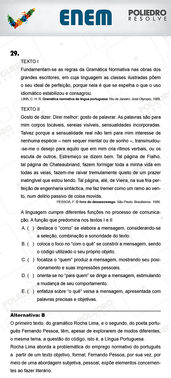 Questão 29 - 1º Dia (PROVA AZUL) - ENEM 2017