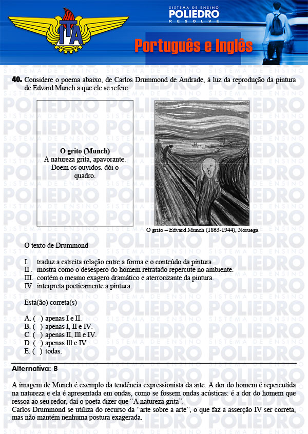 Questão 40 - Inglês e Português - ITA 2014