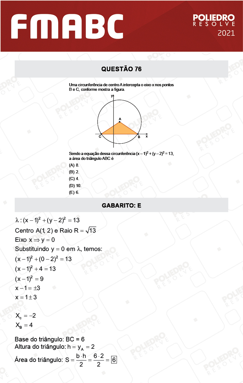 Questão 76 - Fase única - FMABC 2021