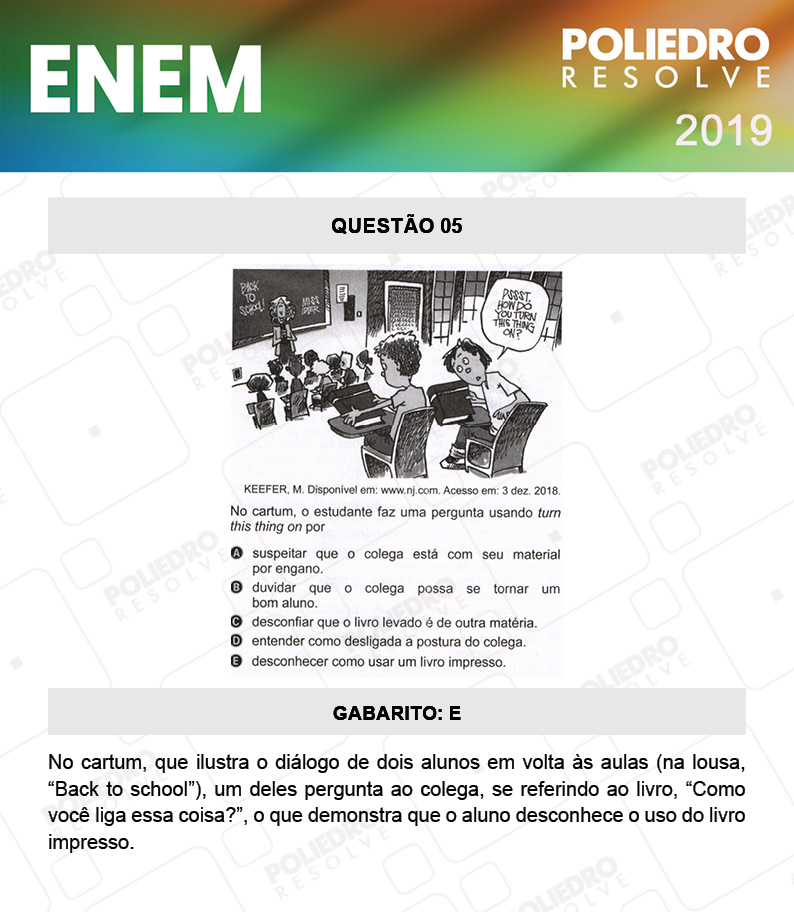 Questão 5 - 1º DIA - PROVA ROSA - ENEM 2019