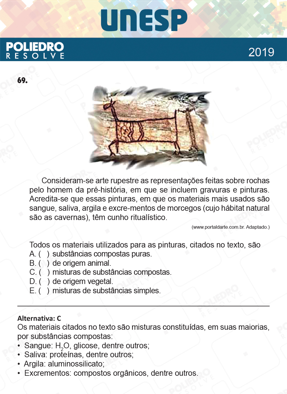 Questão 69 - 1ª Fase - UNESP 2019