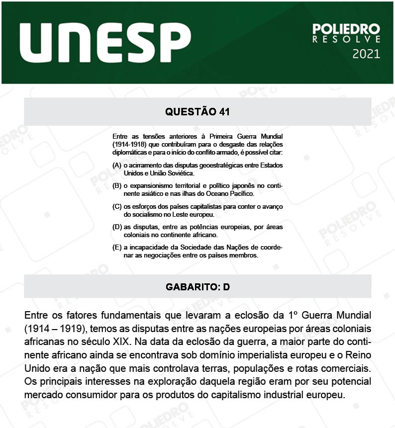 Questão 41 - 1ª Fase - 1º Dia - UNESP 2021