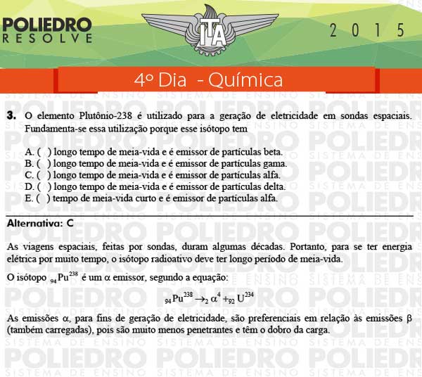 Questão 3 - Química - ITA 2015