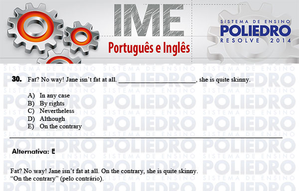 Questão 30 - Português e Inglês - IME 2014