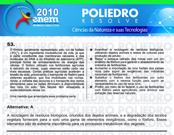 Questão 53 - Sábado (Prova azul) - ENEM 2010