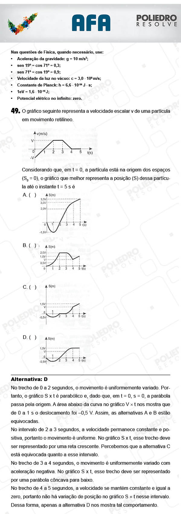 Questão 49 - Prova Modelo A - AFA 2018