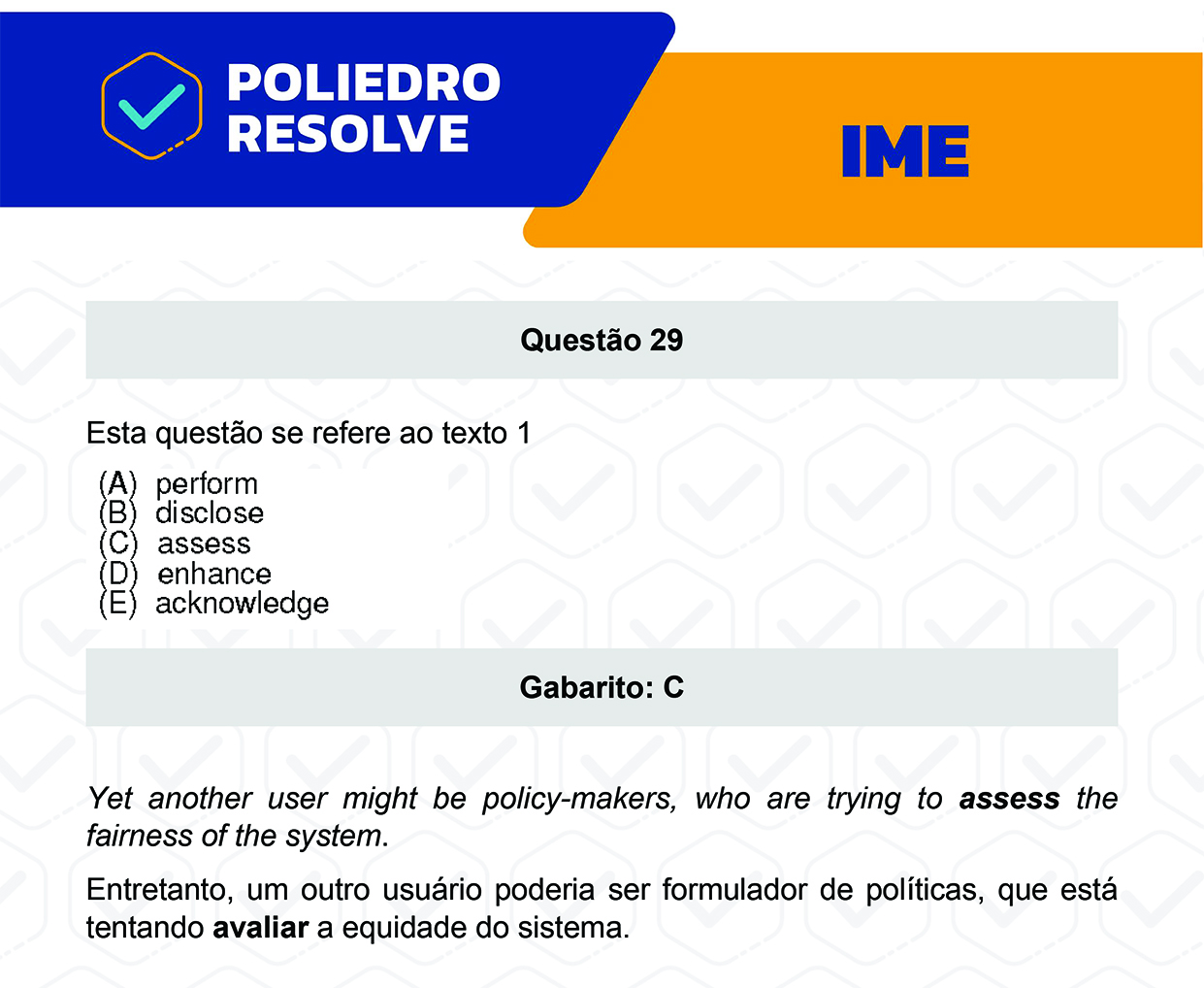 Questão 29 - 2ª Fase - Português/Inglês - IME 2023