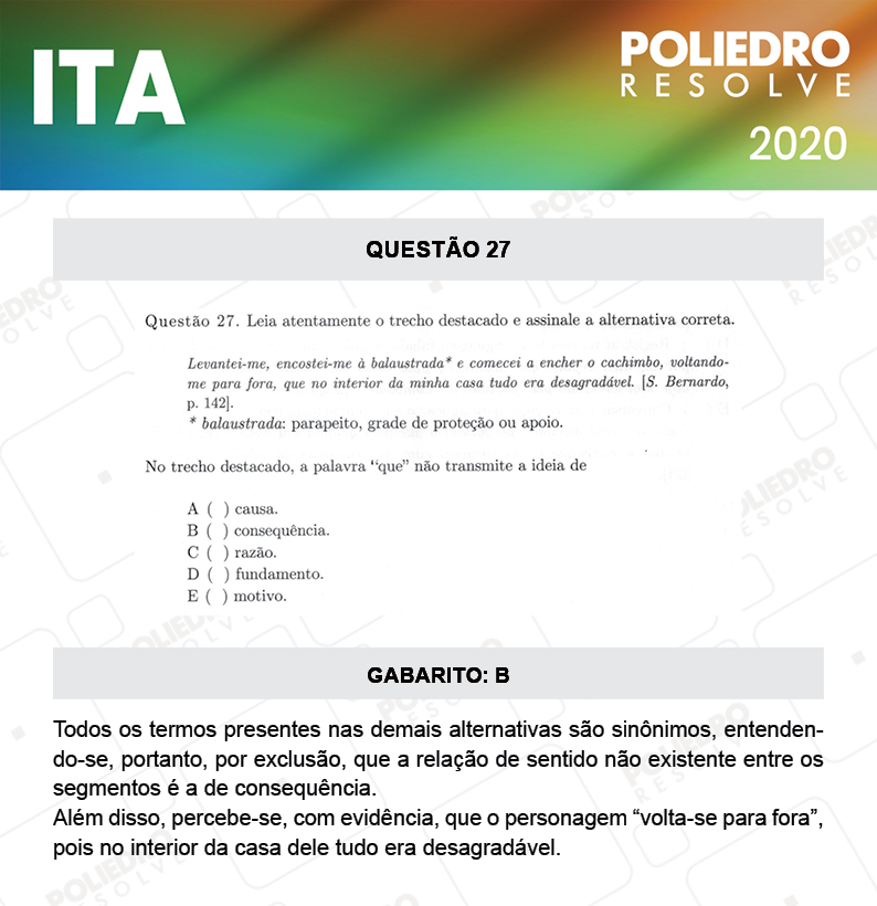 Questão 27 - 1ª Fase - ITA 2020