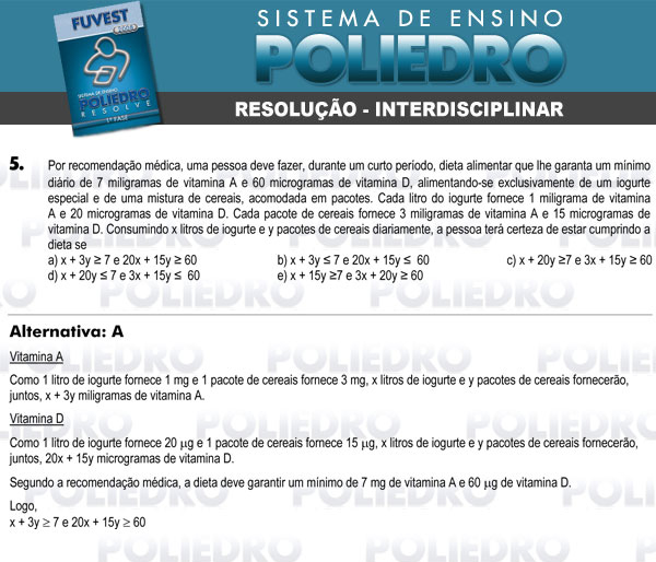 Questão 5 - 1ª Fase - FUVEST 2008