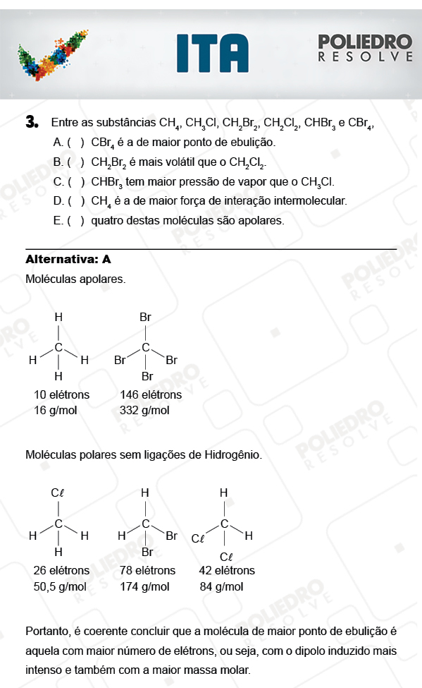 Questão 3 - Química - ITA 2018