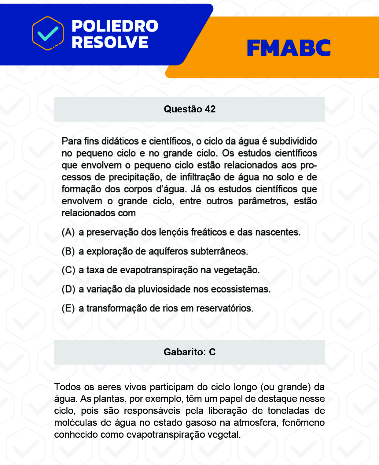 Questão 42 - Fase única - FMABC 2023