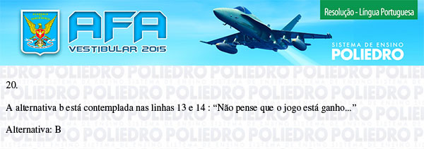 Questão 20 - Prova Modelo B - AFA 2015