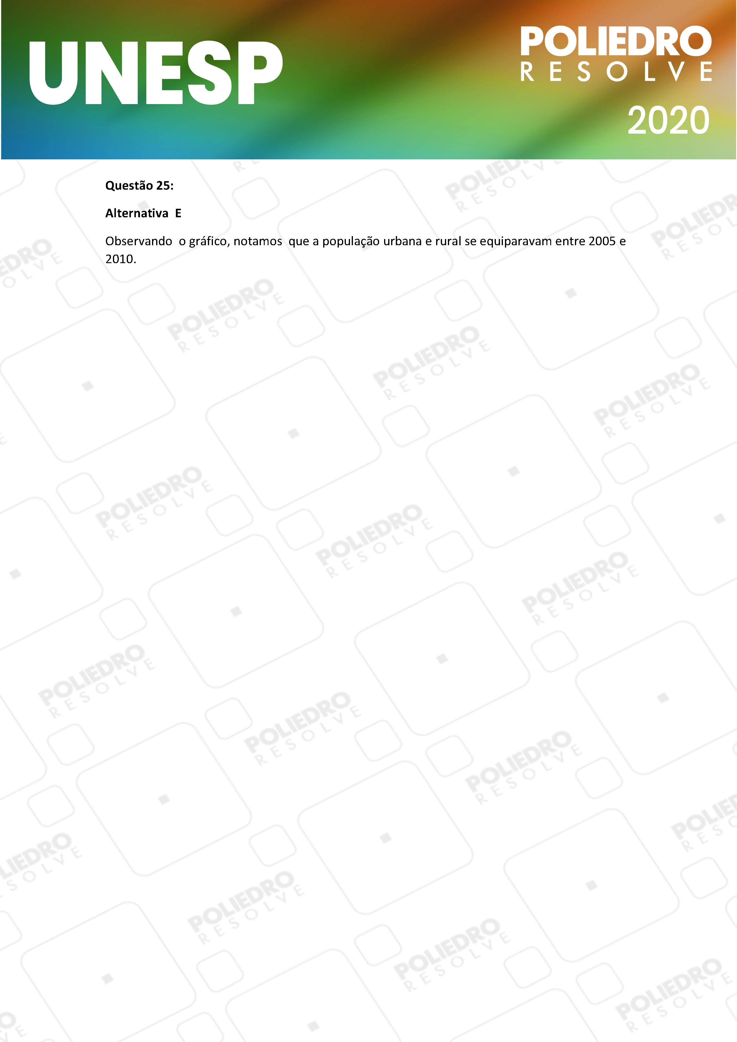 Questão 25 - 1ª Fase - UNESP 2020