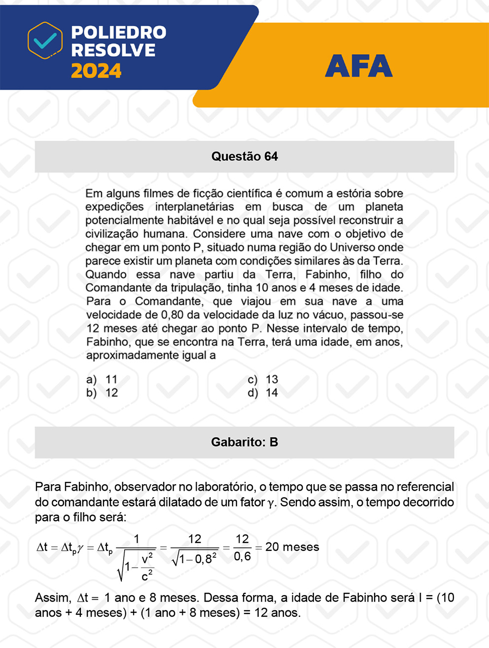 Questão 64 - Prova Modelo A - AFA 2024