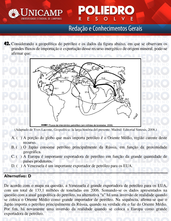 Questão 42 - 1ª Fase - UNICAMP 2012