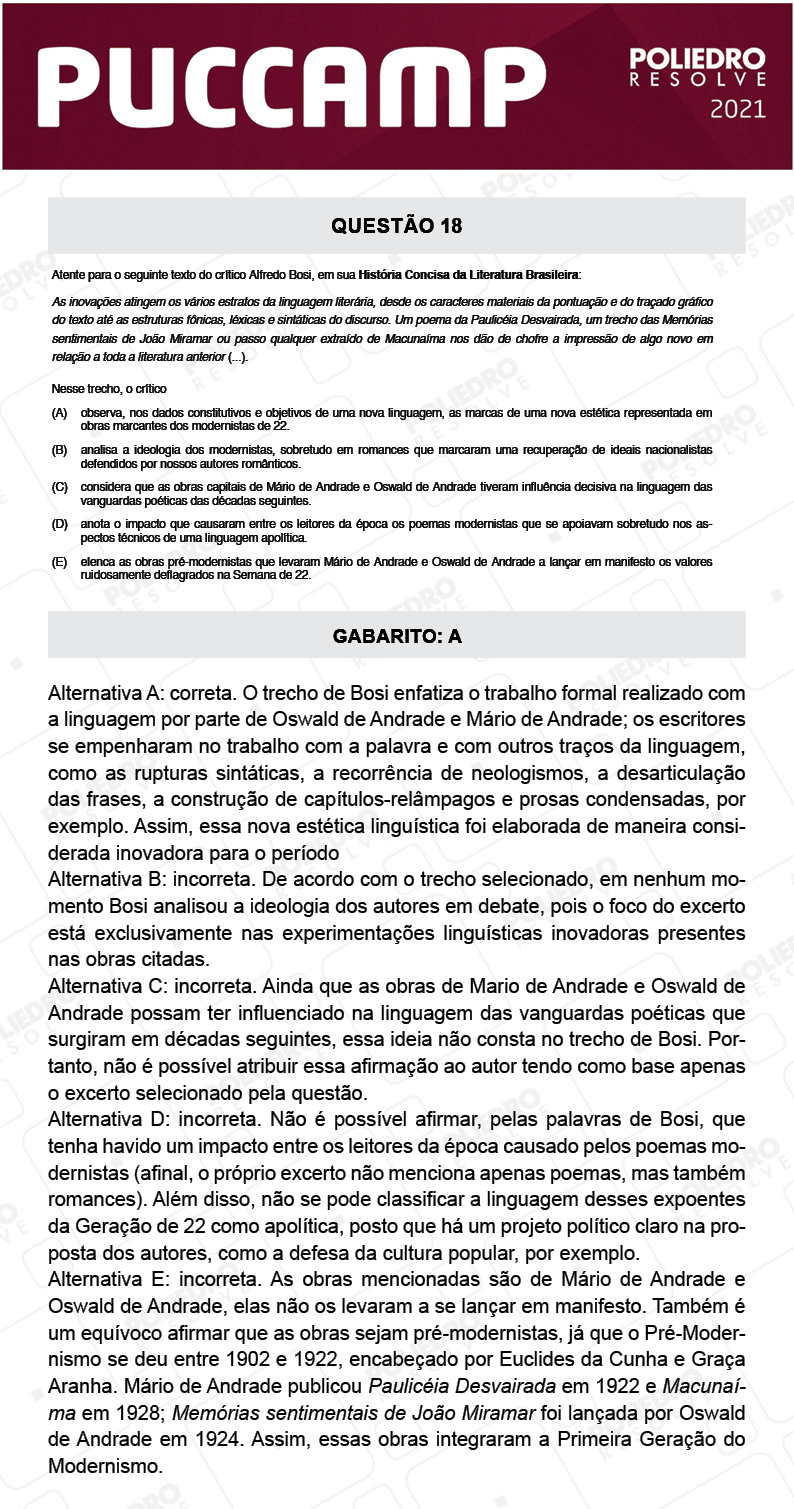 Questão 18 - Direito - PUC-Campinas 2021