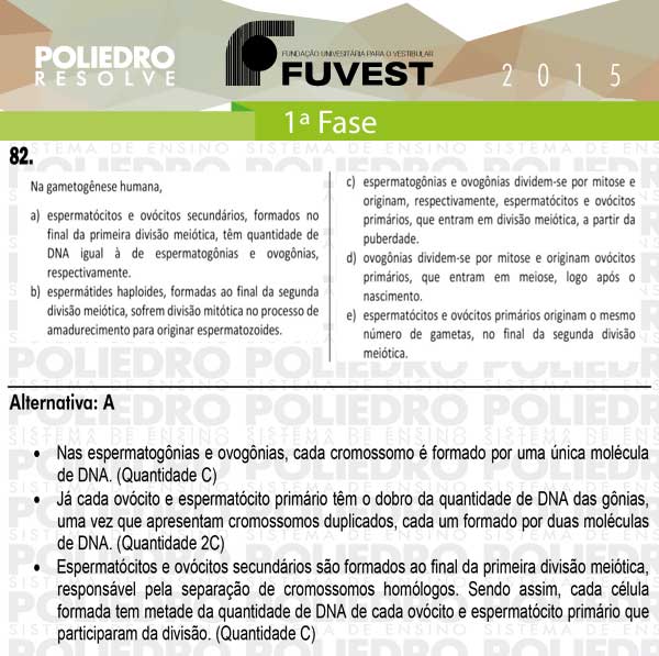 Questão 82 - 1ª Fase - FUVEST 2015