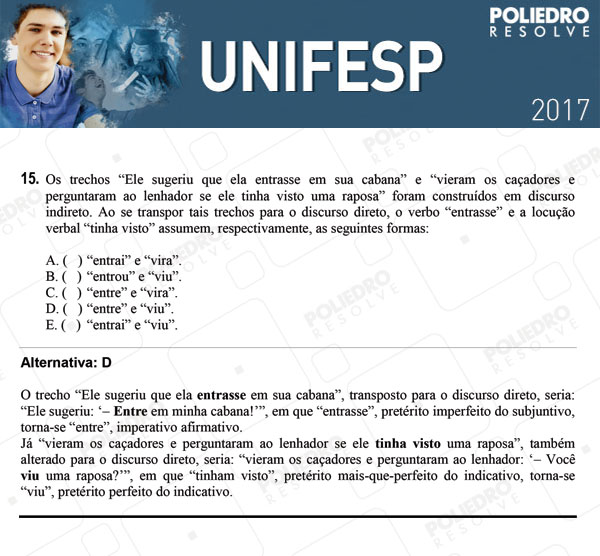 Questão 15 - 1º dia - UNIFESP 2017