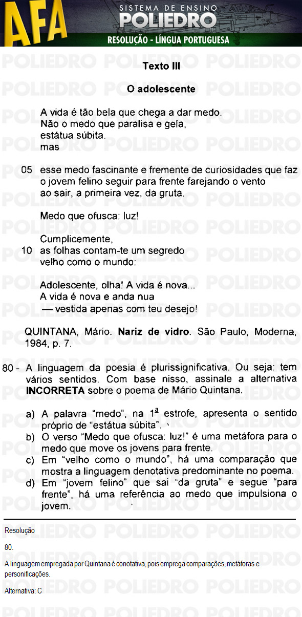 Questão 80 - Código 11 - AFA 2011