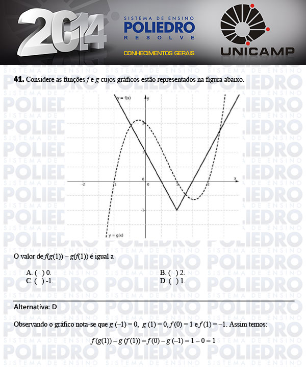 Questão 41 - 1ª Fase - UNICAMP 2014