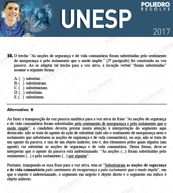 Questão 16 - 1ª Fase - UNESP 2017