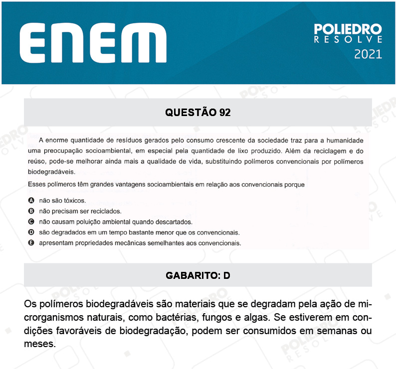 Questão 92 - 2º Dia - Prova Azul - ENEM 2020