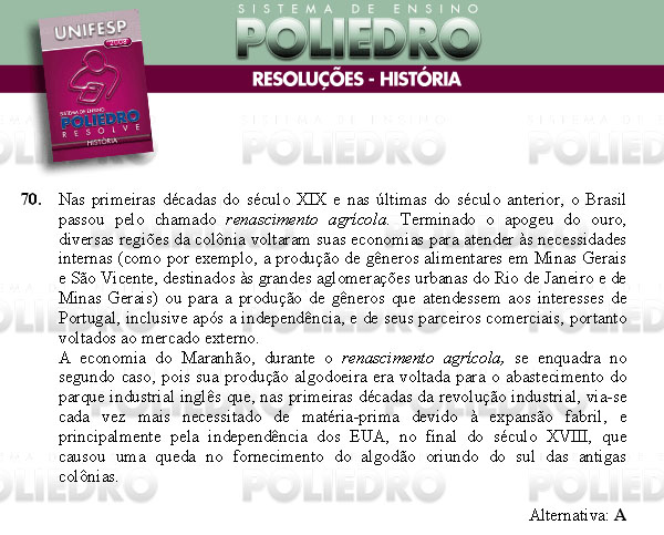 Questão 70 - Conhecimentos Gerais - UNIFESP 2008