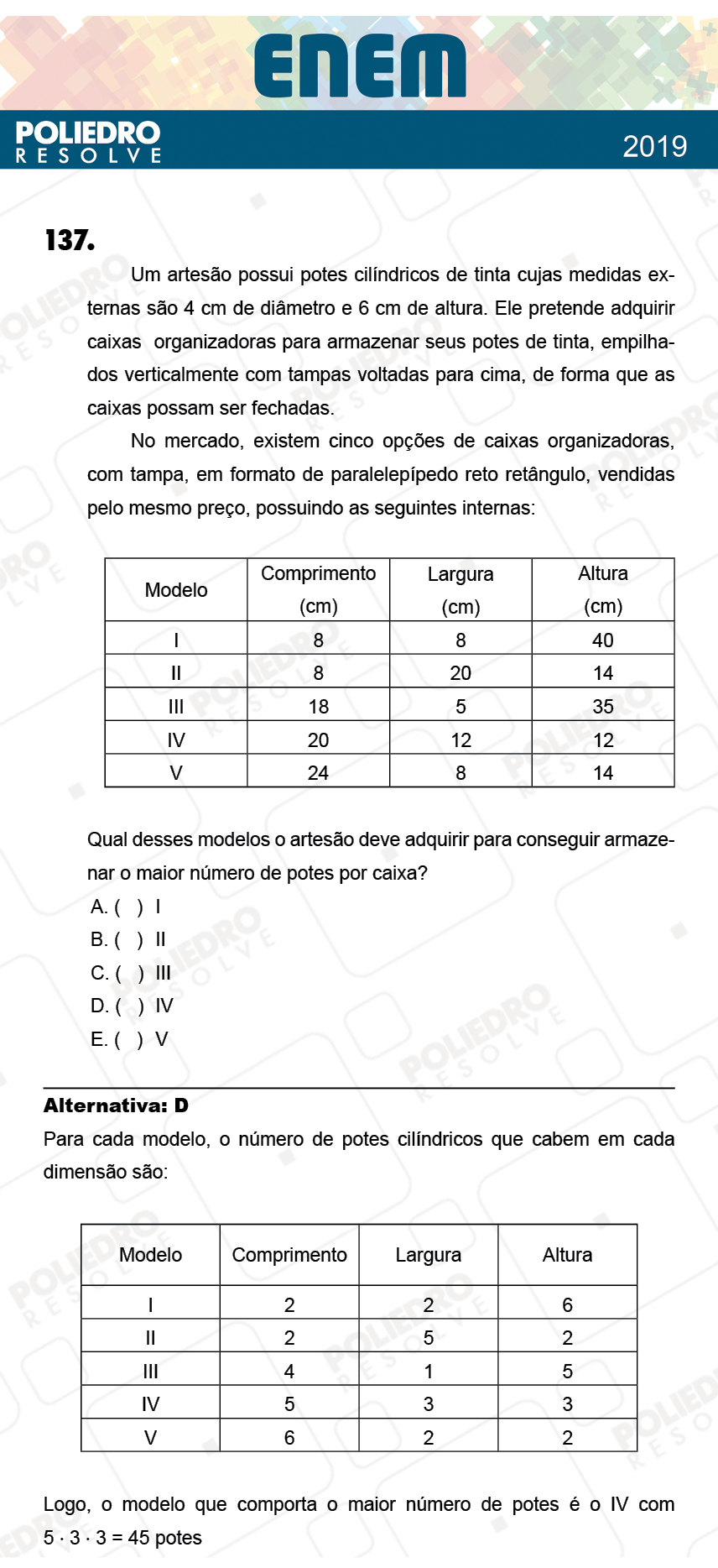 Questão 137 - 2º Dia - Prova CINZA - ENEM 2018