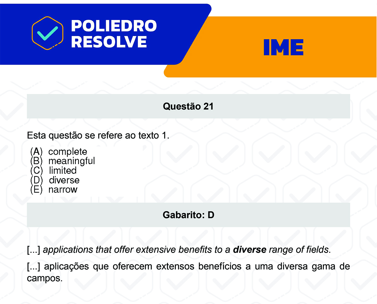 Questão 21 - 2ª Fase - Português/Inglês - IME 2023