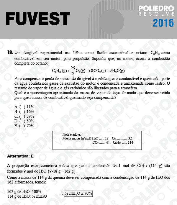 Questão 18 - 1ª Fase - FUVEST 2016