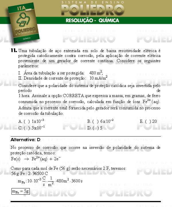 Questão 11 - Química - ITA 2008