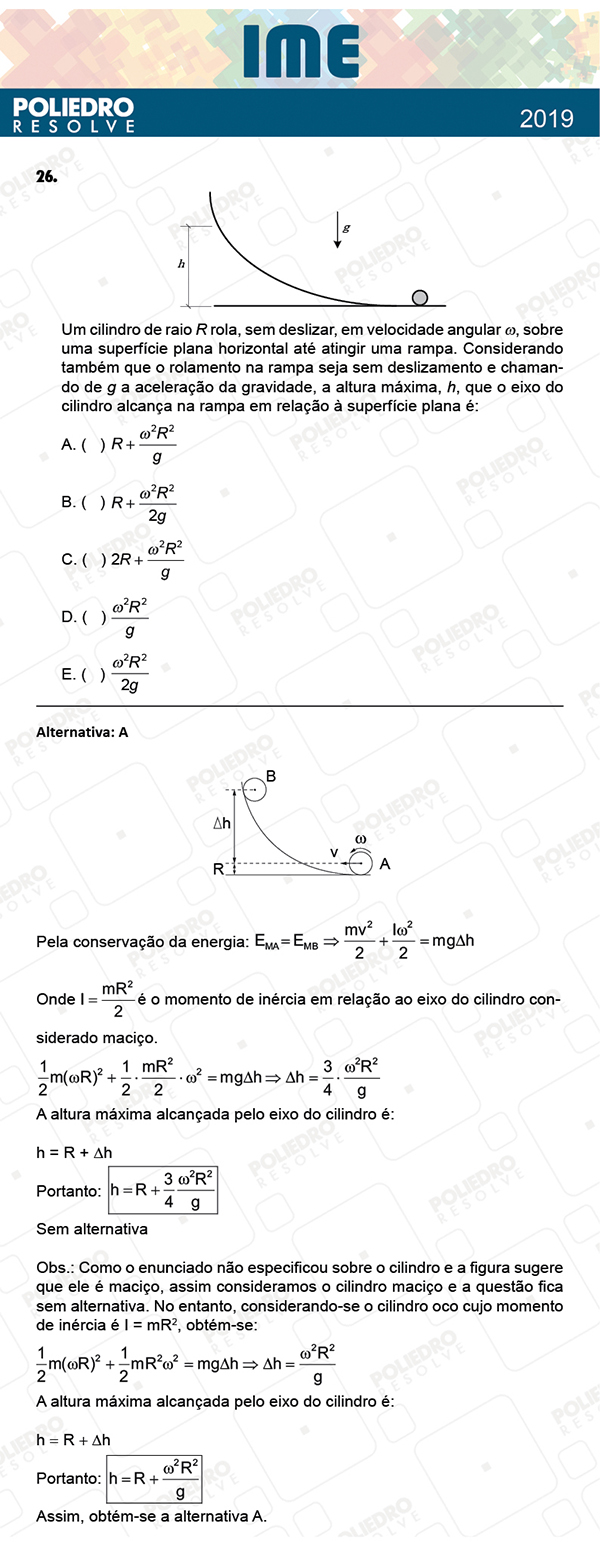 Questão 26 - 1ª Fase - IME 2019