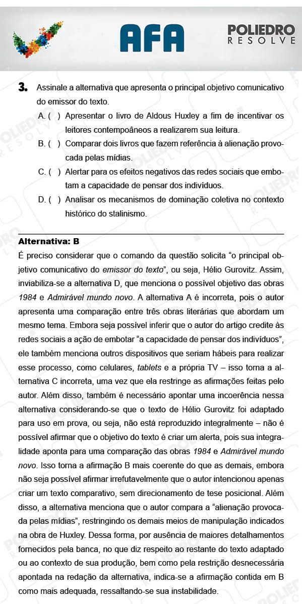 Questão 3 - Prova Modelo A - AFA 2018