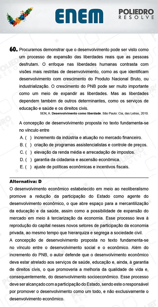 Questão 60 - 1º Dia (PROVA AZUL) - ENEM 2017