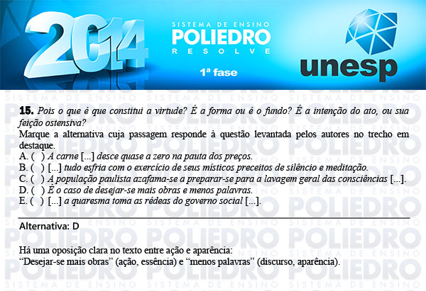 Questão 15 - 1ª Fase - UNESP 2014