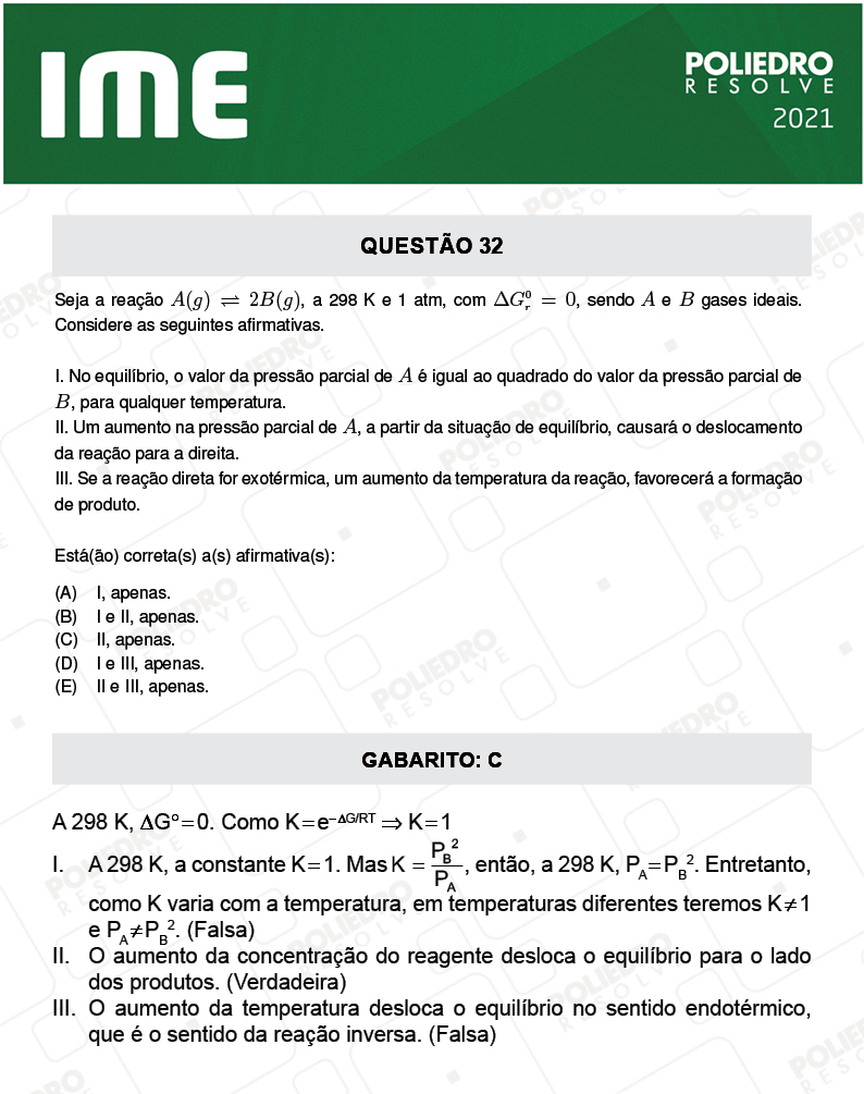 Questão 32 - 1ª FASE - IME 2021