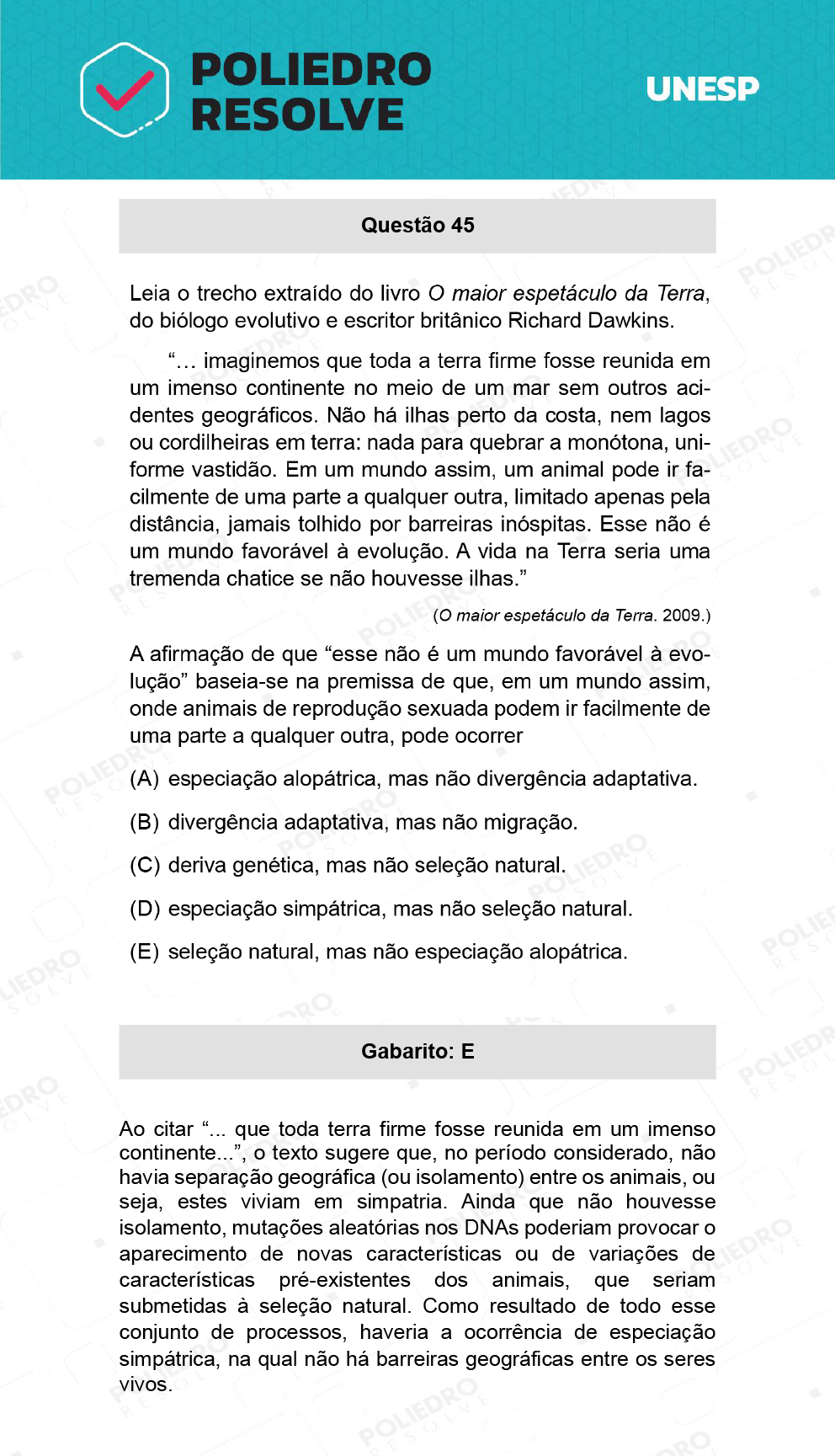 Questão 45 - 2ª Fase - UNESP 2022