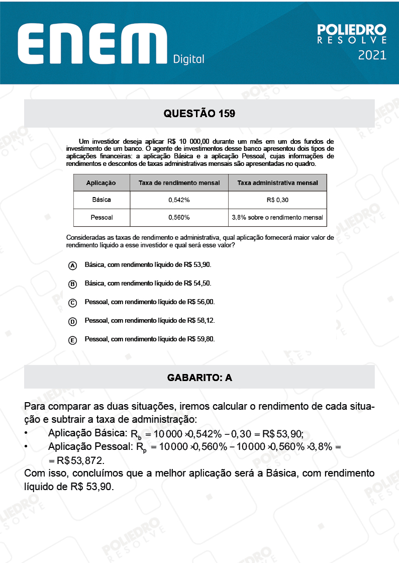 Questão 159 - 2º Dia - Prova Rosa - ENEM DIGITAL 2020