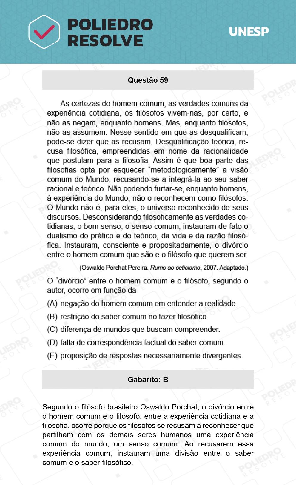 Questão 59 - 1ª Fase - Biológicas - UNESP 2022