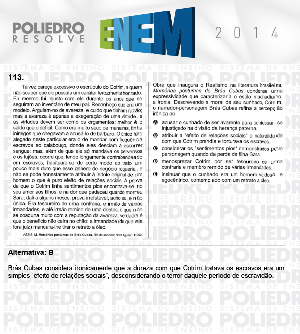 Questão 113 - Domingo (Prova Cinza) - ENEM 2014