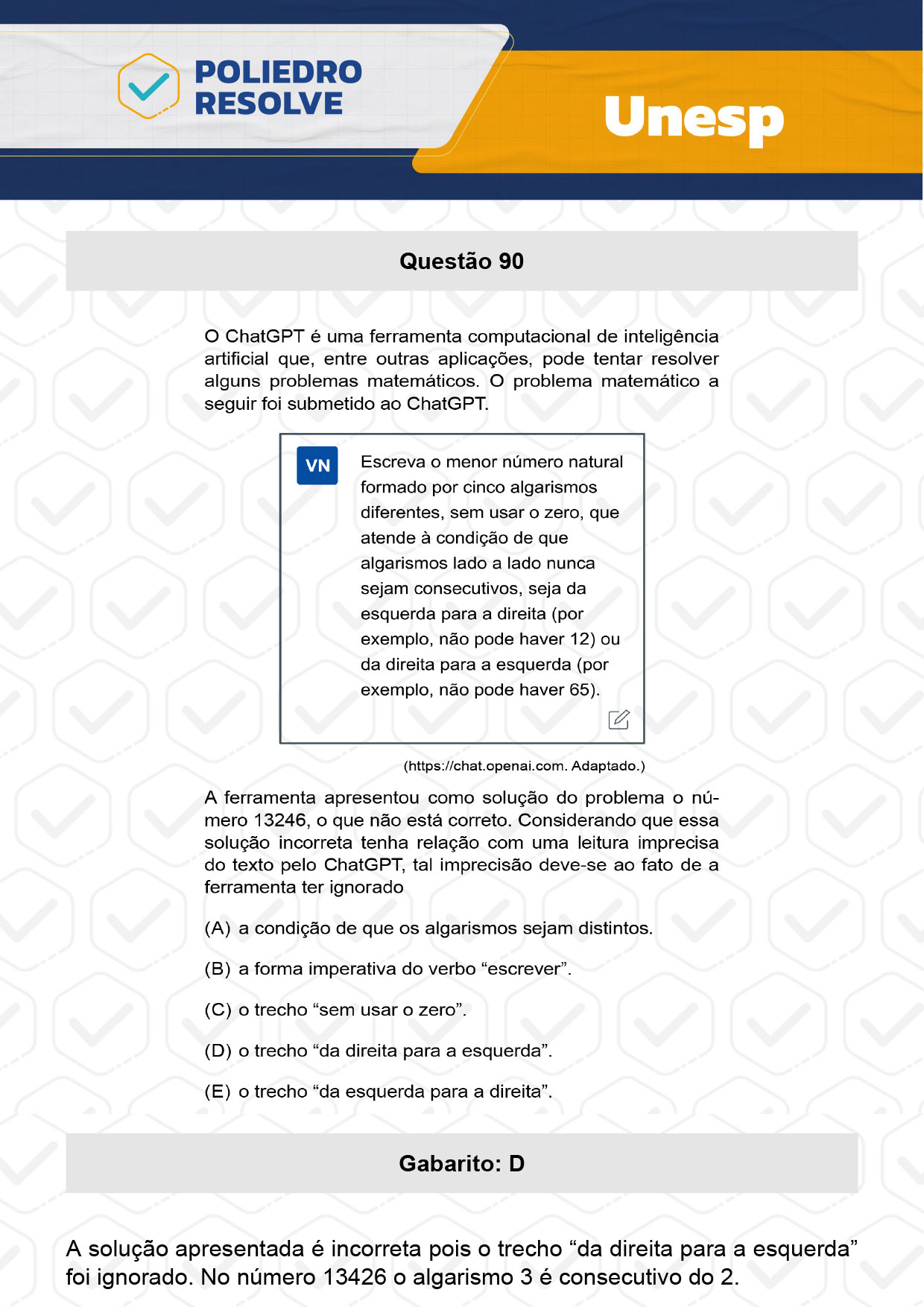 Questão 90 - 1ª Fase - UNESP 2024