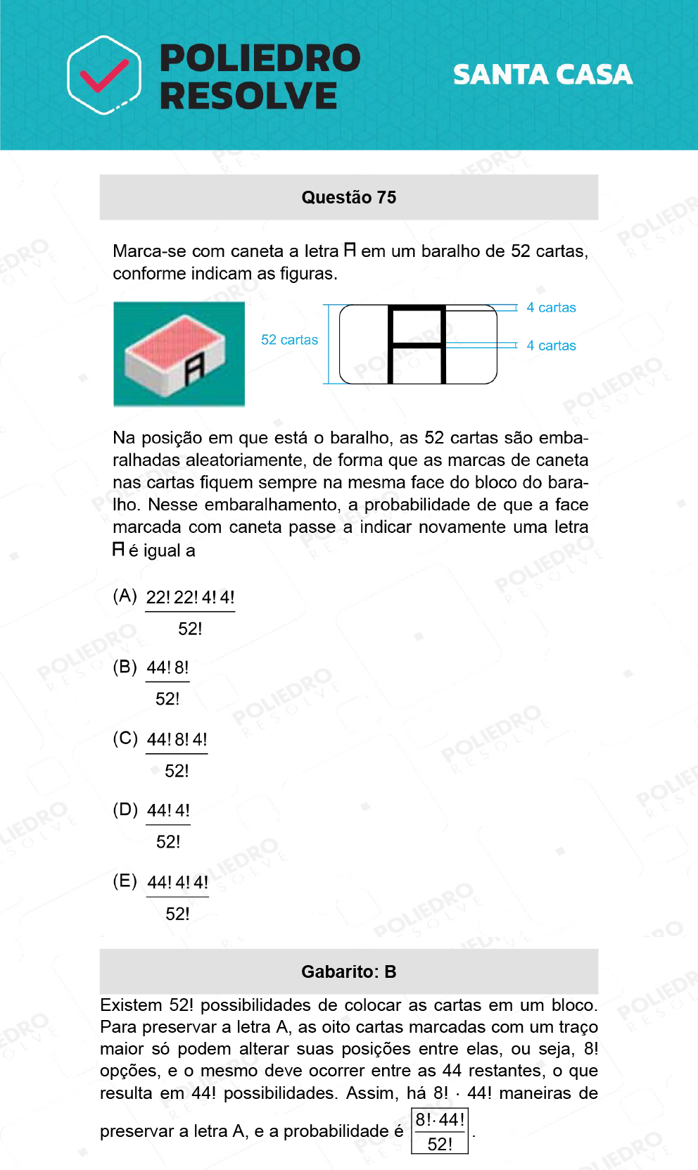 Questão 75 - 1º Dia - SANTA CASA 2022