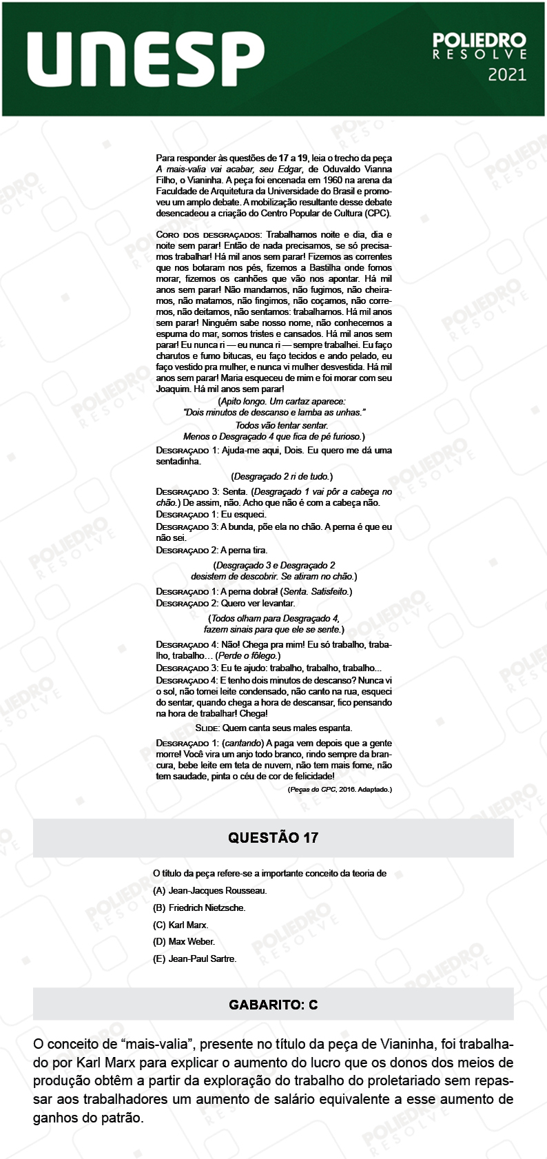 Questão 17 - 1ª Fase - 2º Dia - UNESP 2021