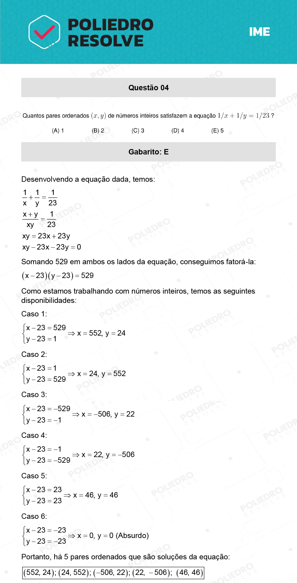 Questão 4 - 1ª Fase - IME 2022