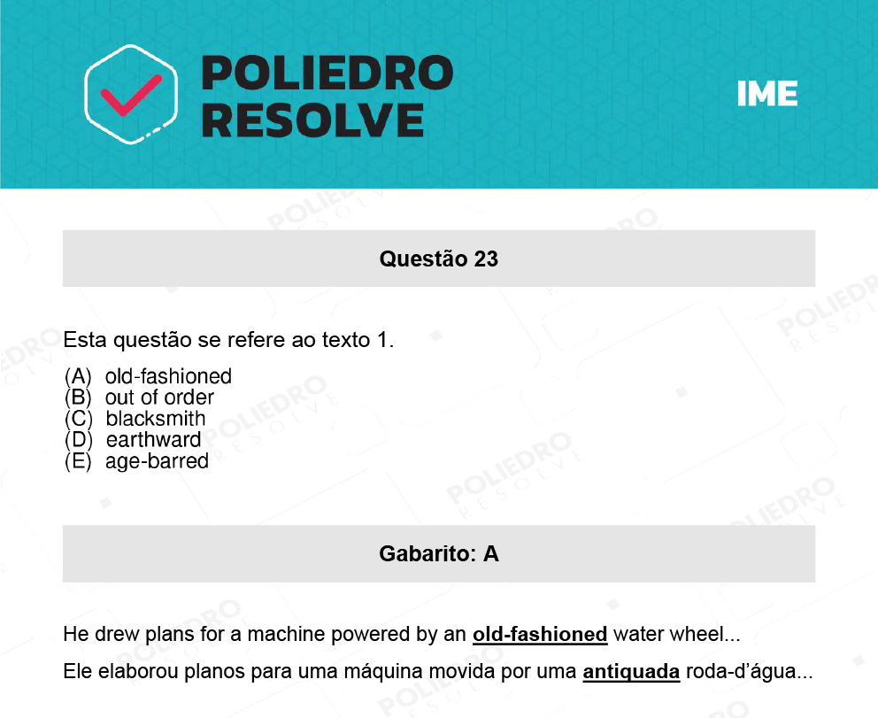 Questão 23 - 2ª Fase - Português/Inglês - IME 2022