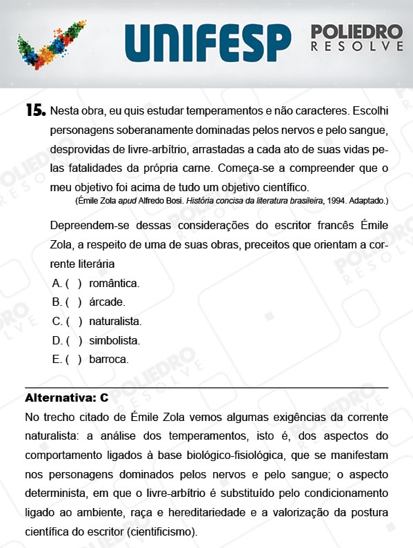 Questão 15 - 1º Dia - UNIFESP 2018