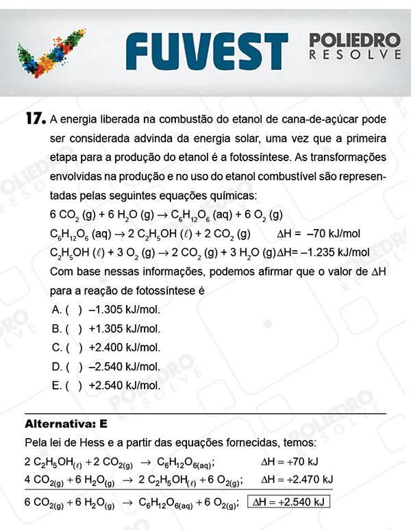 Questão 17 - 1ª Fase - PROVA V - FUVEST 2018