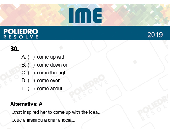 Questão 30 - 2ª Fase - Português/Inglês - IME 2019